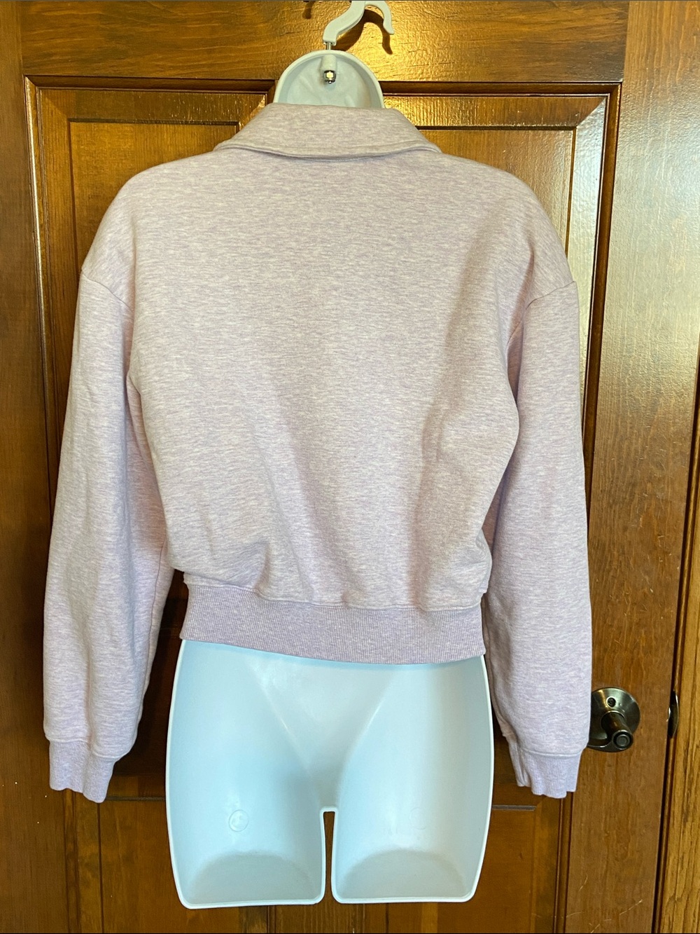SKIMS Cotton Fleece Polo Sweatshirt in the colorway Purple Heather Workout XS - Picture 6 of 11